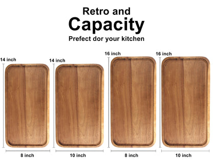 Large Serving Platters Wooden Charcuterie Boards for Party Food Dish Rectangle Acacia Wood Trays Home Decor Cheese Board Snack Appetizer Plates Rectangular Kitchen Dinner Platter Cookie Dessert Tray