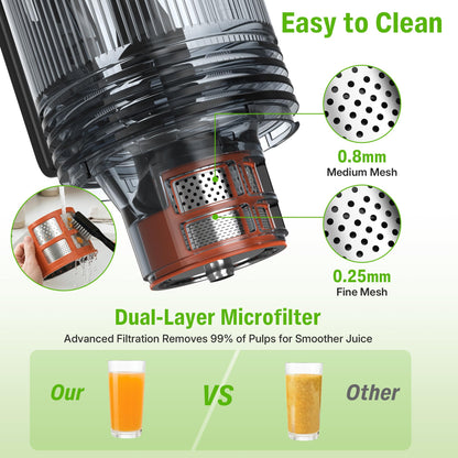 Cold Press Juicer, Juicer Machines with 6" Large Wide Feed Chute, High Juice Yield Slow Masticating Juicer, Easy to Clean, Quiet Brushless Copper Motor, Juicers for Whole Fruits & Vegetables
