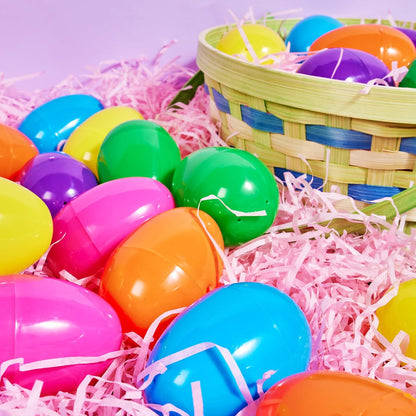 3.15" 264PCS JOYIN Easter Eggs, Fillable Plastic Eggs Empty Colorful Bright Eggshells with Hinge for Easter Hunt