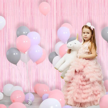 BRAVESHINE Pastel Pink Fringe Curtains - 2 Pack Photo Booth Backdrop for Parties & Celebrations