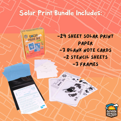 Toysmith Outdoor Discovery Solar Print Kit Bundle - Sun Print Paper Set for Kids - Includes 36 Sheets Solar Paper, Stencil Set & Frames - Arts and Crafts for Kids Ages 8-12 Gift
