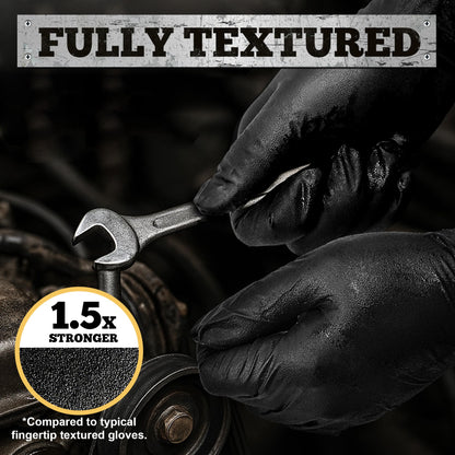 TitanFlex Heavy Duty Black Nitrile Gloves, 6-mil, Fully Textured, Large 100-ct Box, Mechanic Disposable Gloves, Work Gloves, Latex Free, Powder Free, Rubber Gloves for Food Prep