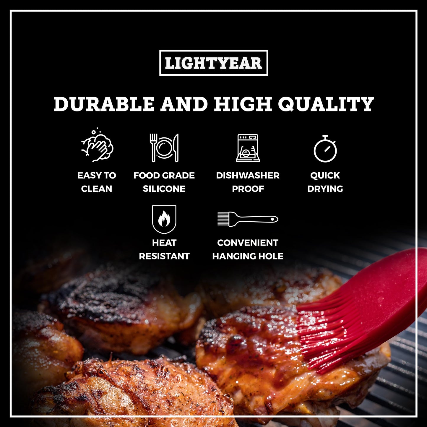 Lightyear Silicone Basting Pastry Brush Set (2 Pcs) ❘ 450°F Heat Resistant Oil Brush for Your Kitchen - Ideal For BBQ’s, Baking & Cooking | 100% Food Grade Silicone - BPA Free & Dishwasher Safe (Red)