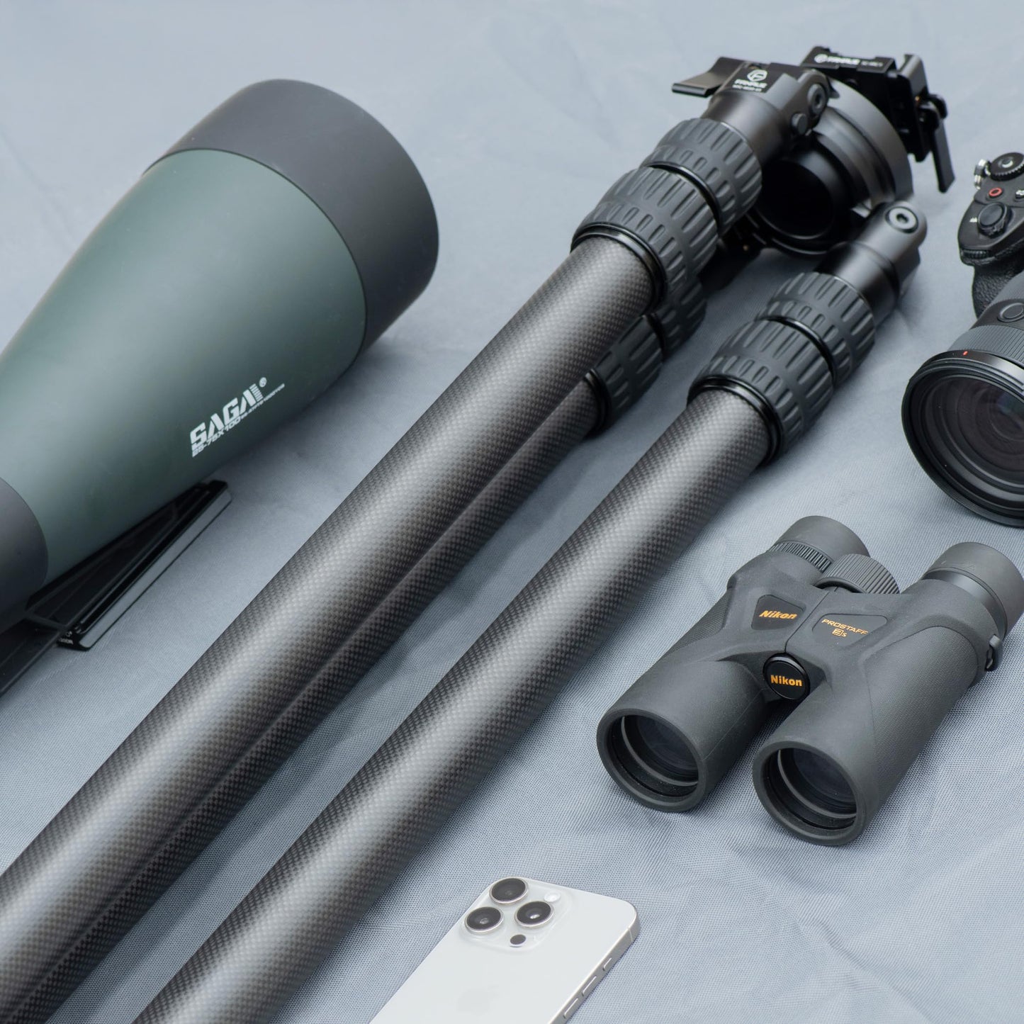 FANAUE Carbon Fiber Tripod for Shooting for Arca Swiss Quick Release Plate, Hands-Free Operation, Suitable for Hunting, Shooting and Outdoor Activities - HTC-4030-65