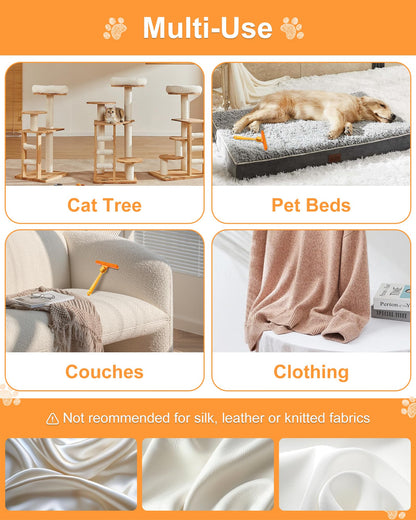 COVITKAN 3 in 1 Carpet Rake for Pet Hair Removal Tool, 51” Adjustable Long Handle Pet Hair Removal Broom, Pet Grooming Brush, Cat Dog Hair Remover Carpet Scraper for Rugs, Mats