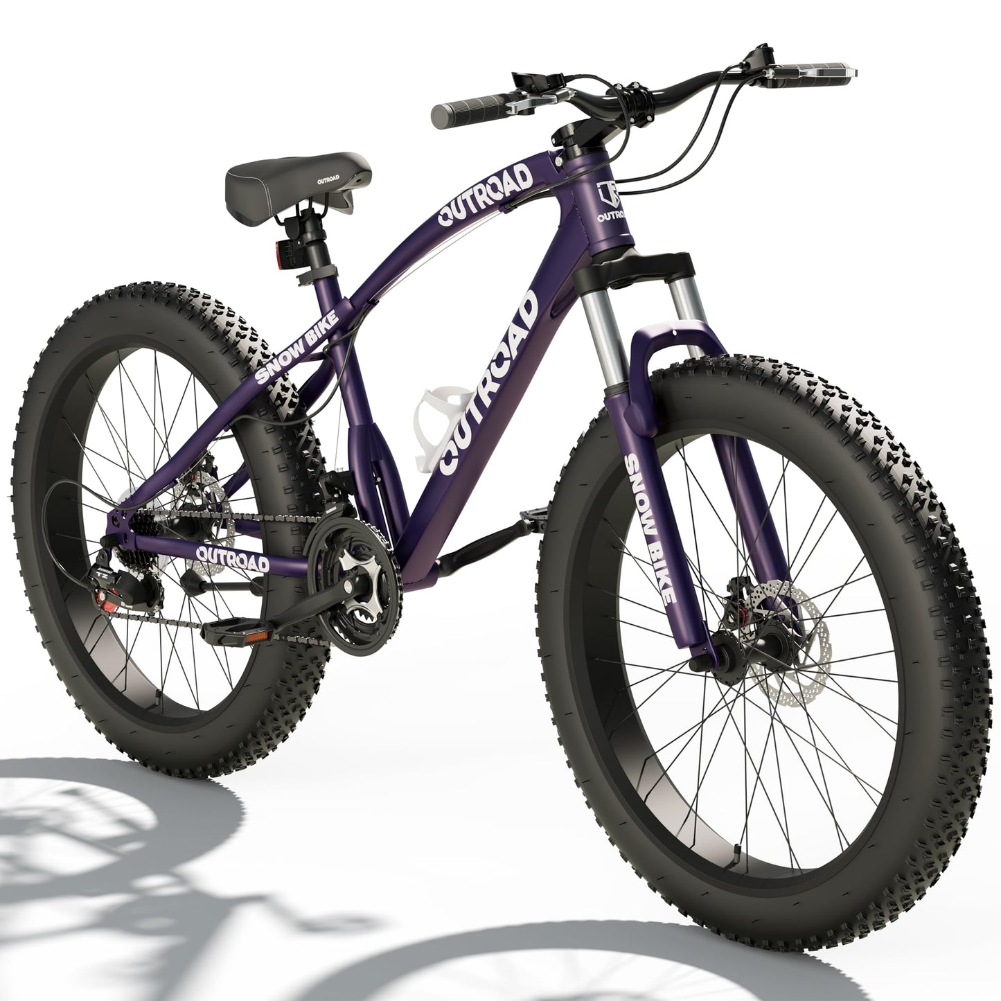 Incbruce 26 Inch Fat Tire Mountain Bike, High Carbon Steel Frame, 21 Speed MTB with Dual Disc Brakes for Men/Women/Adults (Purple)