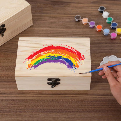 Voittozege 8 Pack Unfinished Wooden Box for Crafts, 6 X 4 X 2 Inch Small Wooden Jewelry Keepsake Boxes Natural Unfinished Box with Hinged Lid and Front Clasps Treasure Gift Storage Boxes for DIY Craft