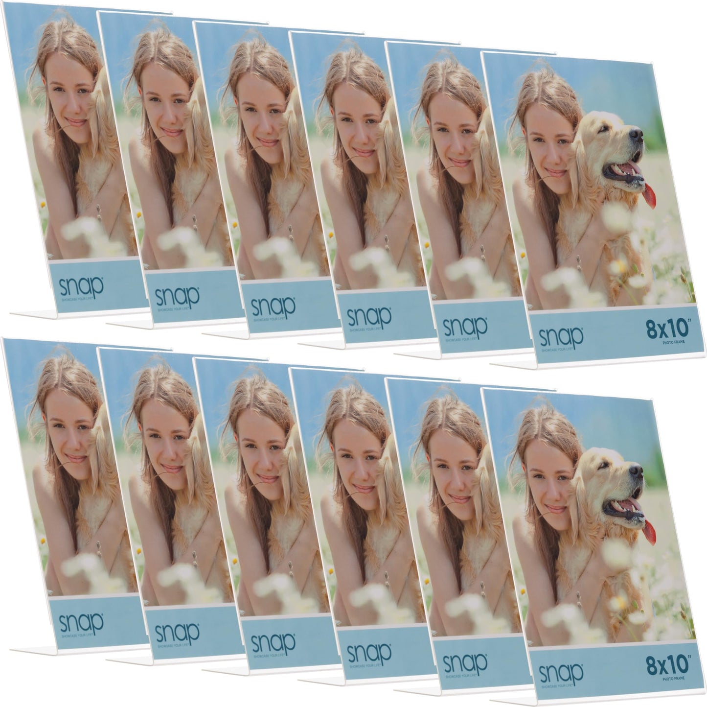 Set of 12 Snap - 8x10 Clear Acrylic Self Standing Photo Frames - Perfect for Showcasing Memories in Style - Versatile and Durable Design for Home or Office Décor - Rectangular TableTop - Single Picture Frame