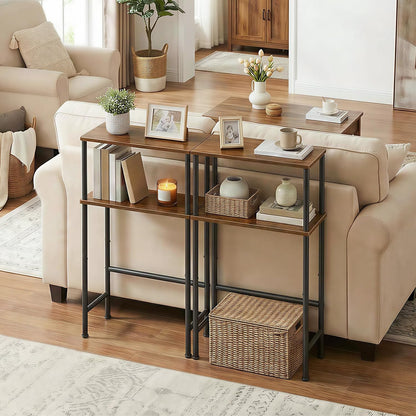 15.7" 2 BF40XG01 HOOBRO Narrow Console Table for Small Space, Entryway Table with Storage, Sofa Table with Shelves