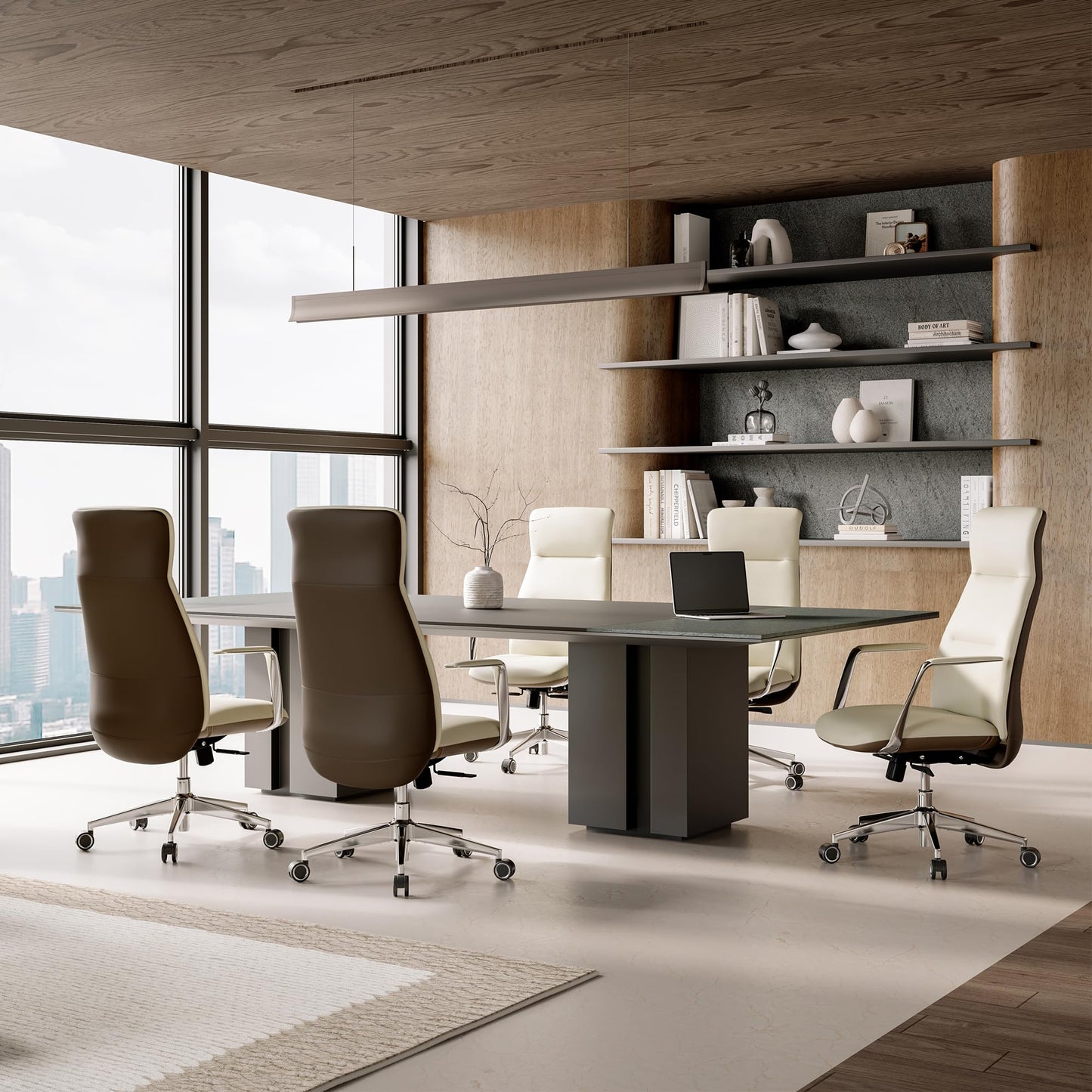 EUREKA ERGONOMIC Executive Office Chair, Silicone Leather Office Chair High Back, Ergonomic Desk Chair, Big and Tall with Adjustable Swivel Rolling for Home Office, Off-White