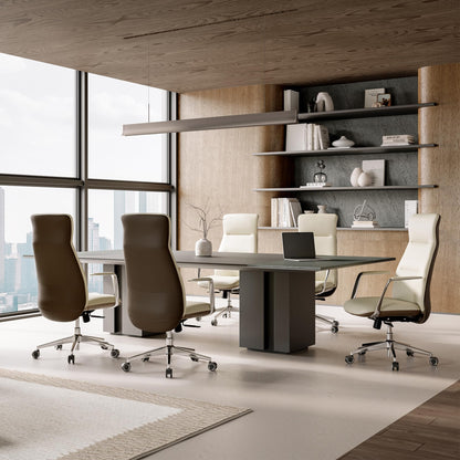 EUREKA ERGONOMIC Executive Office Chair, Silicone Leather Office Chair High Back, Ergonomic Desk Chair, Big and Tall with Adjustable Swivel Rolling for Home Office, Off-White