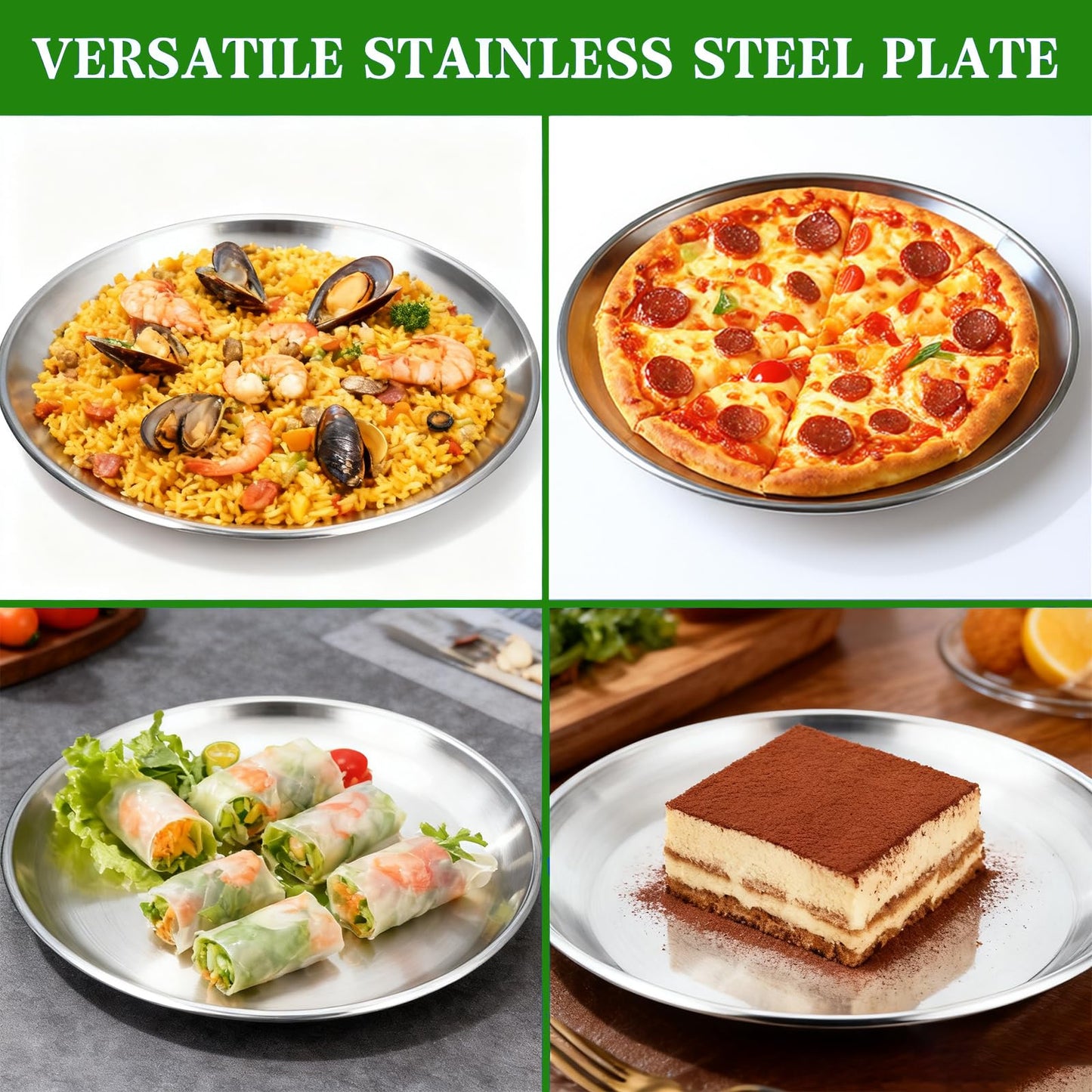 Funnydin 6Pcs Pizza Pan for Oven - 10 & 8 Inch Pizza Pan Set, Stainless Steel Pizza Tray, Non-Toxic Round Pizza Plate for Baking, Party & Picnic Use, Dishwasher Safe