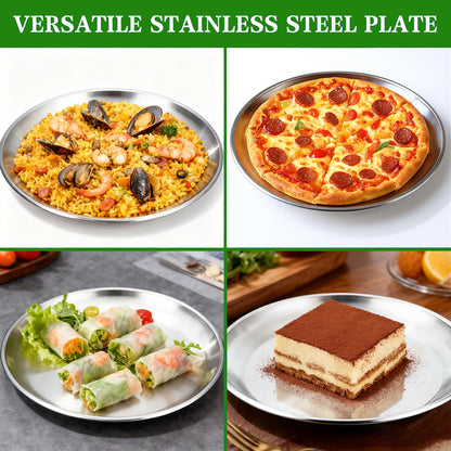 Funnydin 6Pcs Pizza Pan for Oven - 10 & 8 Inch Pizza Pan Set, Stainless Steel Pizza Tray, Non-Toxic Round Pizza Plate for Baking, Party & Picnic Use, Dishwasher Safe