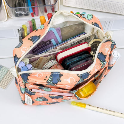 Portfolio Organizer with Multiple Pockets, Waterproof Travel Zippered Toiletry Bag, Portable Storage Pencil Pouch for Notebooks, Stationeries, Make-up, Journal Office Art Supplies.Potion Cat