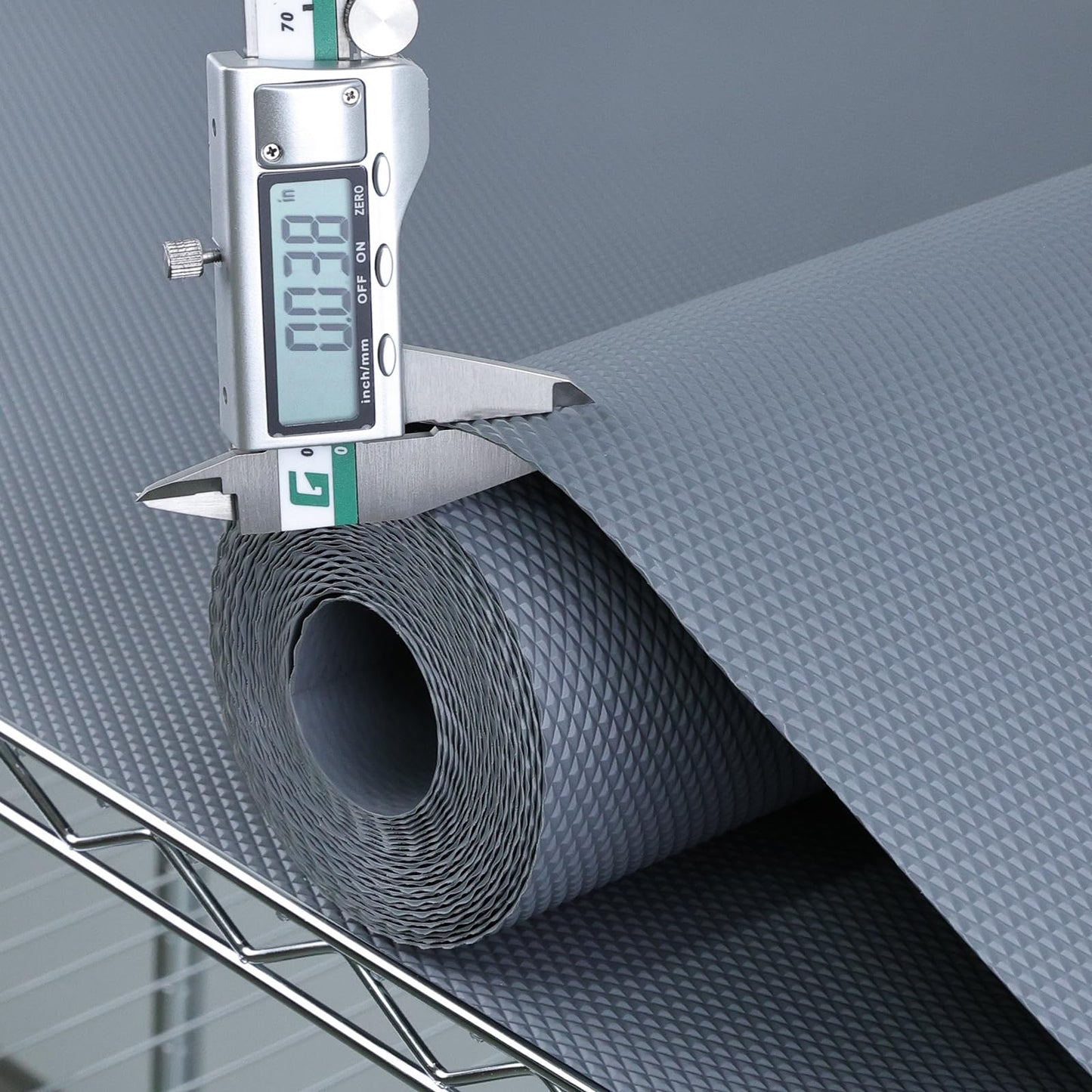 Hersvin Shelf Liners 16 in x 20 ft Thickened EVA Drawer Mats, Non-Adhesive Cupboard Pad, Kitchen Cabinet Lining Fridge Cushion (Gray Diamond, 40.7x610cm)