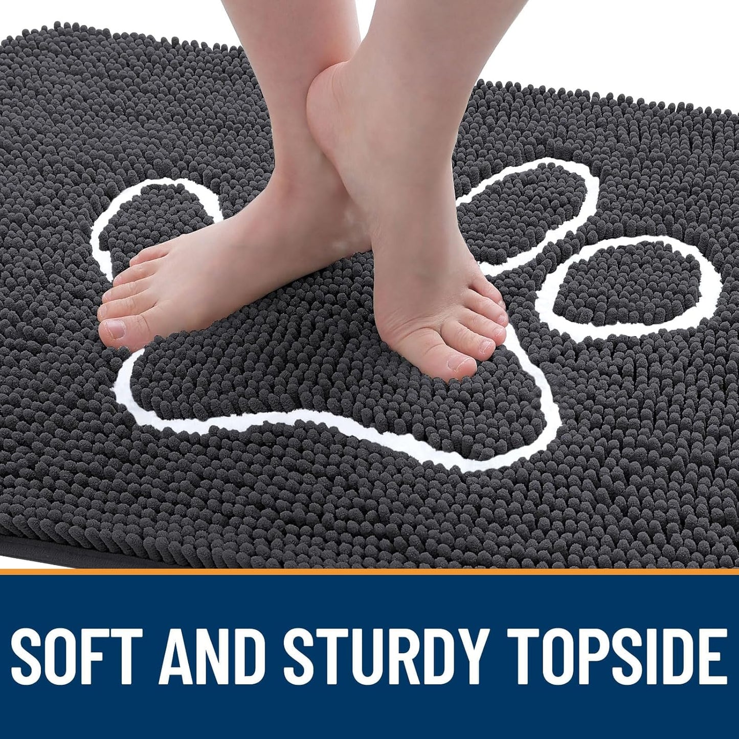 OLANLY Dog Door Mat - Absorbent Non-Slip Mud Mat for Paws | 70x32 Dark Grey Chenille Design