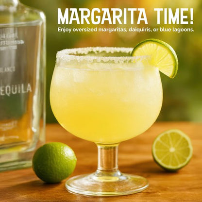 Final Touch Fishbowl Glass, Set of 2 - Extra Large Novelty Cocktail Cups for Oversized Margaritas, Daiquiris, Vibrant Party, Weddings, Gifting - Drinkware with Thick Stem & Dishwasher Safe