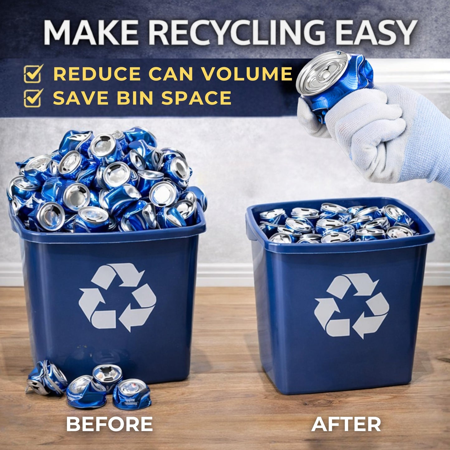 Green Сan Crusher for Recycling - 8oz 12 oz 16oz Heavy Duty Aluminum Can Smasher Countertop Metal Compactor Can Crusher Foot for Recycling Beer Seltzer Soda Cans and Plastic Bottle