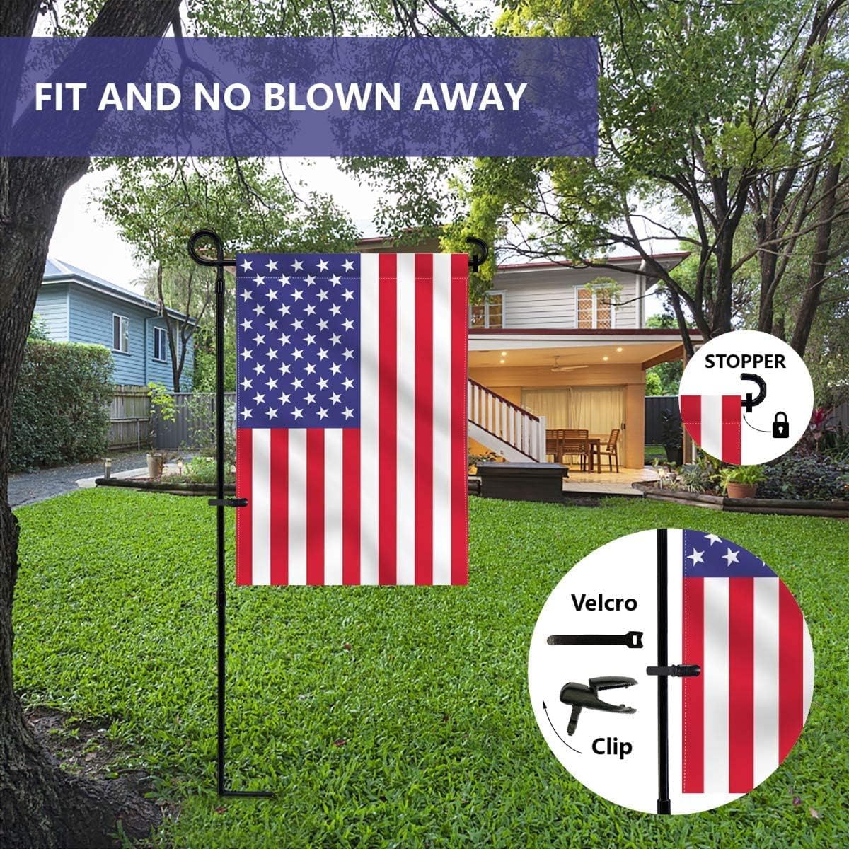 YEAHOME 2PC Garden Flag Holder Stand, Premium Weather-Proof Metal Flagpole for Outdoor Garden Decor