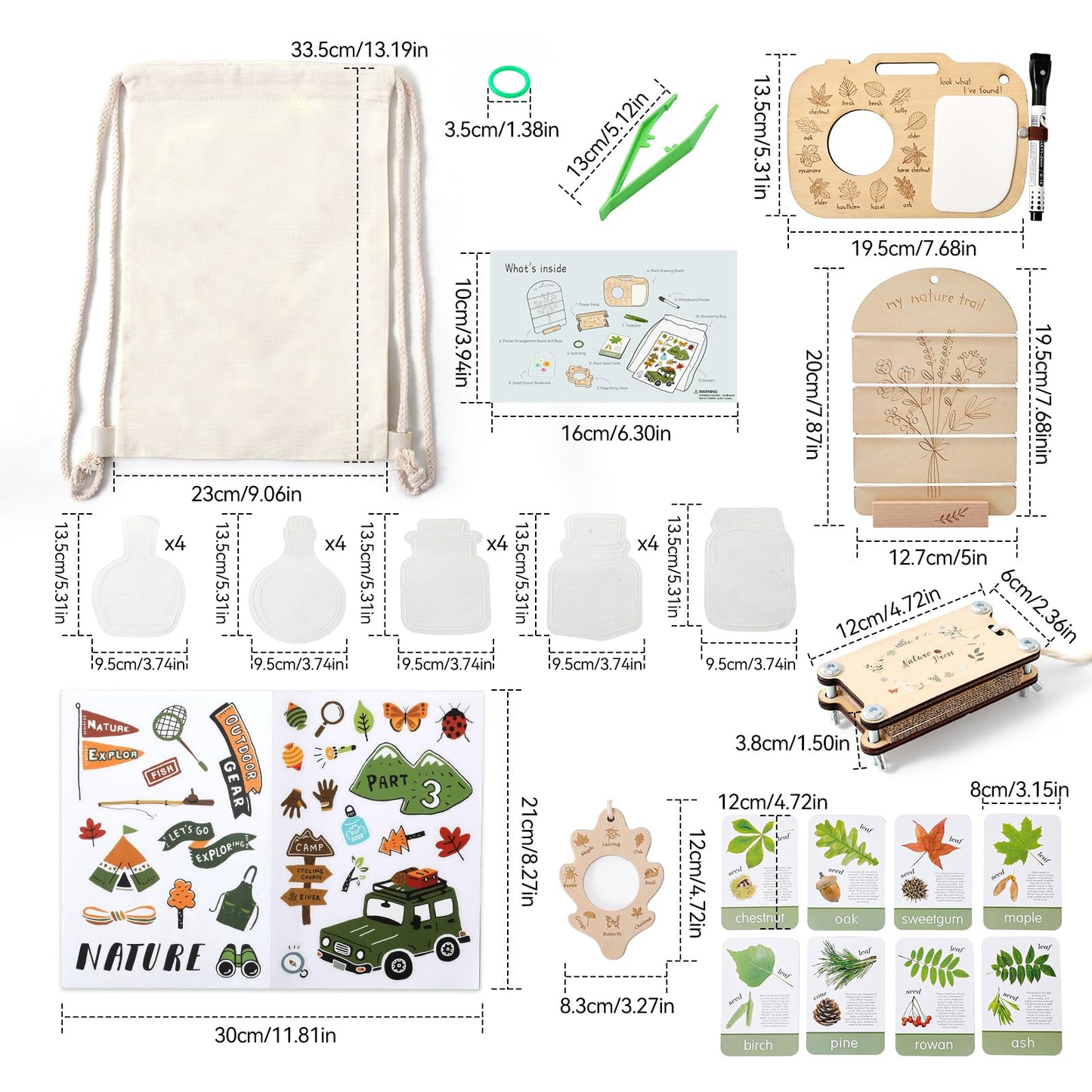 Flower Press Kit for Kids, Nature Exploration Toys with Plant ID Cards & Drawing Board, Outdoor Explorer Kit with DIY Bouquet Preservation & Dried Flower Art | Ideal Gift for Nature & Craft Lovers