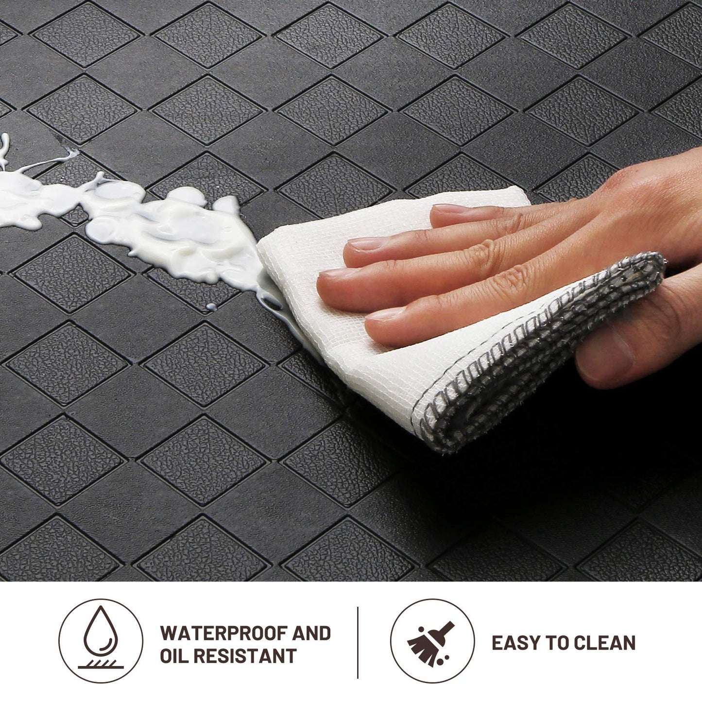 HappyTrends Kitchen Mat Cushioned Anti-Fatigue Floor Mat,17.3"x60",Thick Waterproof Non-Slip Heavy Duty Ergonomic Comfort Rug for Kitchen,Floor,Office,Sink,Laundry,Black
