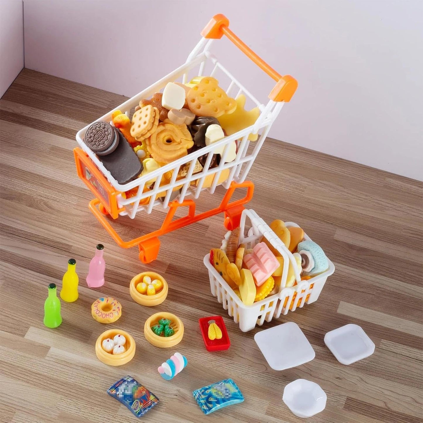 150 Pcs Miniature Food Drinks Bottle Toys Mixed for Dollhouse Kitchen Accessories Mini Play Fake Resin Pretend Game Party Tableware 1/12 Doll House Bread Cake Models Micro