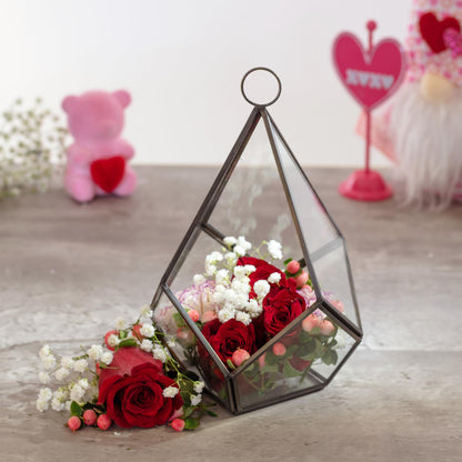 D'Eco Glass Teardrop Centerpiece (6x6x7)- Tabletop or Hanging Planter Terrarium- Spring Home & Wedding Decor- Fill with Succulents, Cacti, Air Plants, Moss, Flowers for Plant Lovers