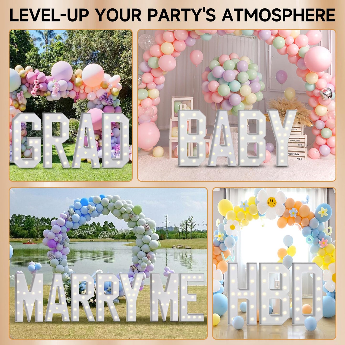 eufony Marquee Letters 4 Feet Tall, 4 FT Marquee Light Up Letters, Giant Light Up Letters 4FT for Birthday Party Baby Shower Gender Reveal Graduation Decorations, Letter N with LED Lights DIY Kit