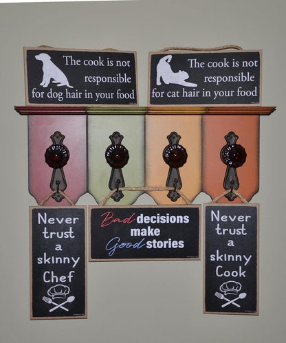 Popfizzy Cook Sign - Funny Wood Cooking Sign, Cat Decor, Gift for Cooks, 5X10”