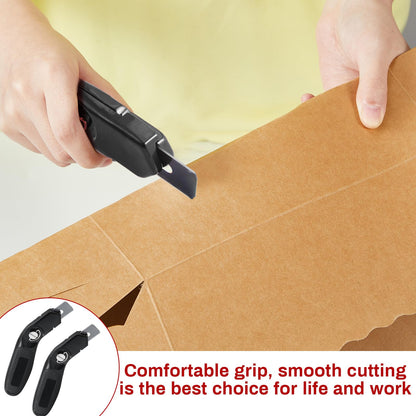 Lasnten 2 Pieces 6 Blades Utility Carpet Knife Cutting Heavy Duty Carpet Knife Cutter Tools with Blades Razor Blade Knives with Protective Cap for Box Cutter Roofing Purpose, Aluminum (Black)