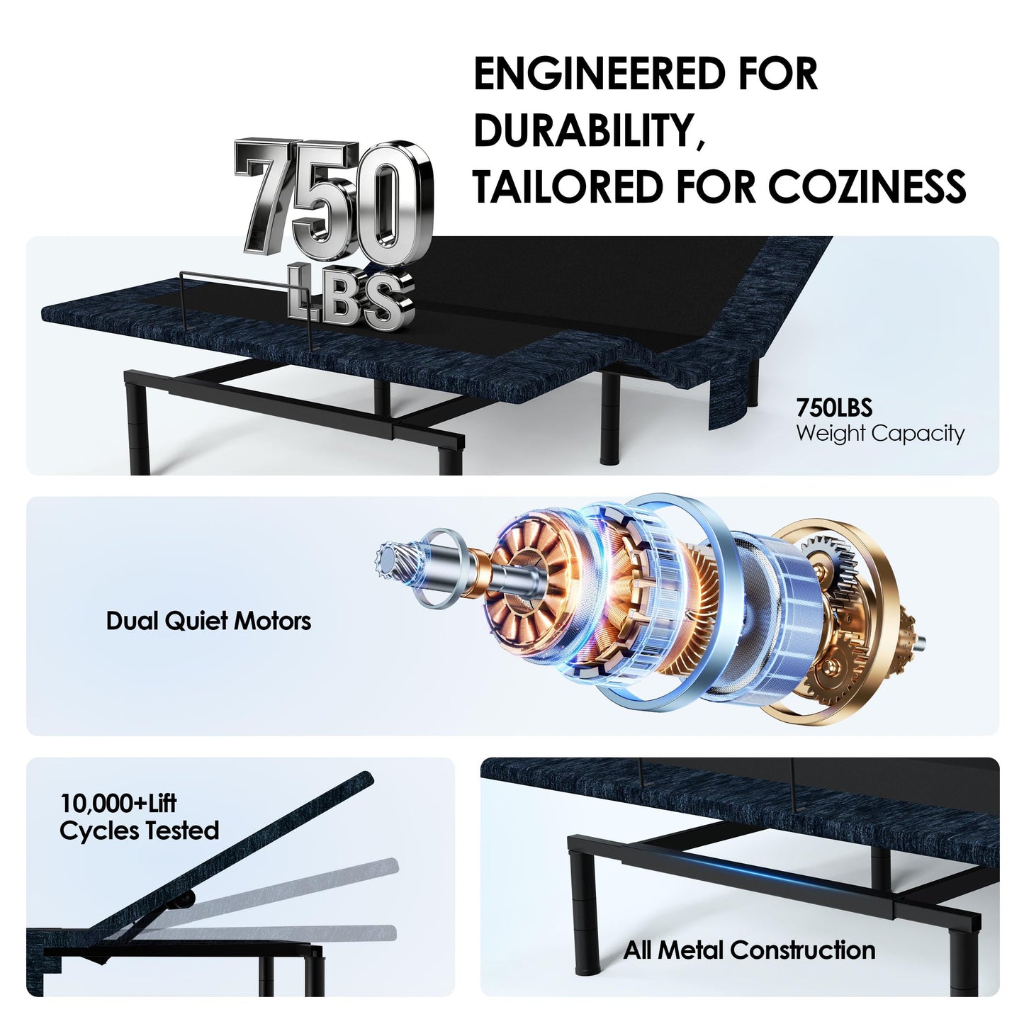 Zhumeiling Patented Design Smart Adjustable Bed Frame, Twin XL Adjustable Base with Quiet Motor, Zero Gravity & Anti-Snore, Easy Assembly, Heavy-Duty Metal Support, Suitable for Bedroom & Elderly Use