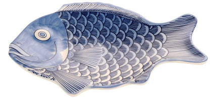 G.E.T. 370-10-BL Blue 10 Fish Shape Serving Platter, Break Resistant Dishwasher Safe Melamine Plastic, Creative Table Collection (Pack of 12)