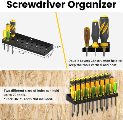 UNITEDPOWER Wall Mount Hand Tool Storage Set - Screwdriver Organizer & Pliers Holder | 4 Pack Metal Hardware Tray for Garage