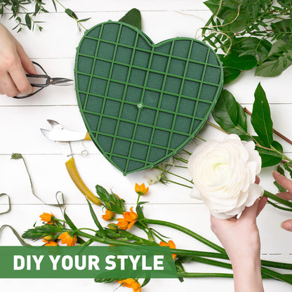 2Pcs Heart Shaped Floral Foam Cage with Suction Cup, Wet Dry for Wedding Car Decoration, Fresh Artificial Flower Arrangement Mud Block Base