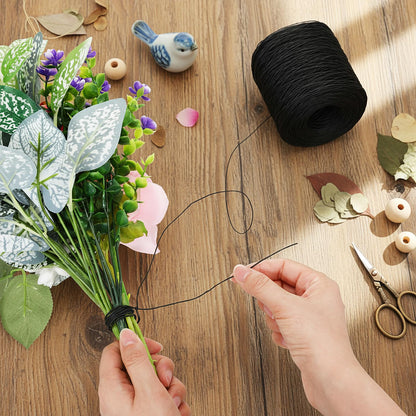 Syhood 1345 Feet Floral Vine Bind Wire Rustic Wrapping Wire for Flower Bouquets(Black)