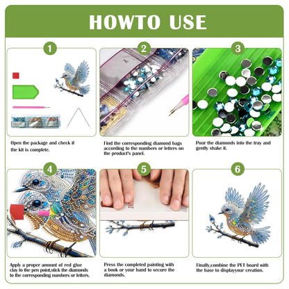 Sulunmo Diamond Art Hanging Kit, Diamonds Art Painting Pendant for Adults, DIY Gem Painting Board Kit for Window Door(Pendant-Fantasy-Bird-425)