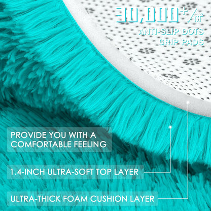 OLANLY Large Area Rug - Soft Fluffy Shaggy Carpet for Living Room & Bedroom | 5x8 Teal Blue