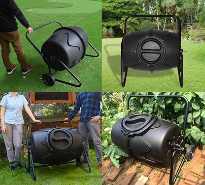 Compost Tumbler 170L - Large Outdoor Composter Bin with Wheels for Easy Movement, Perfect for Garden Yard Leaves and Kitchen Waste