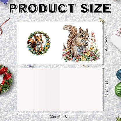 JZHYOAN 6 Pieces Diamond Art Greeting Cards with Envelopes DIY Squirrel Special Pattern Diamond Painting Card Creative Gifts Foldable Handmade Cards for Friends Family Birthday Holiday Congratulation