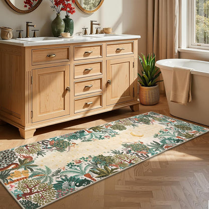 2.5x8 GarveeHome Jungle Hallway Runner Rug, Soft Beige Animal Long Kitchen Runner Non Slip Entryway Rug Farmhouse Thin