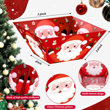 Marspark 24 Pcs Christmas Popcorn Bowls Disposable Treat Snack Boxes Popcorn Candy Cookie Tray Containers for Winter Christmas Party Supplies