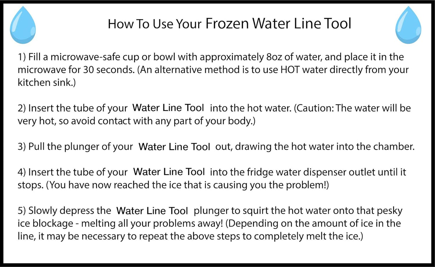 Frozen Water Line Tool - 36" to Quickly Unfreeze Refrigerator Water Dispenser – Thaw Frozen Line in Minutes