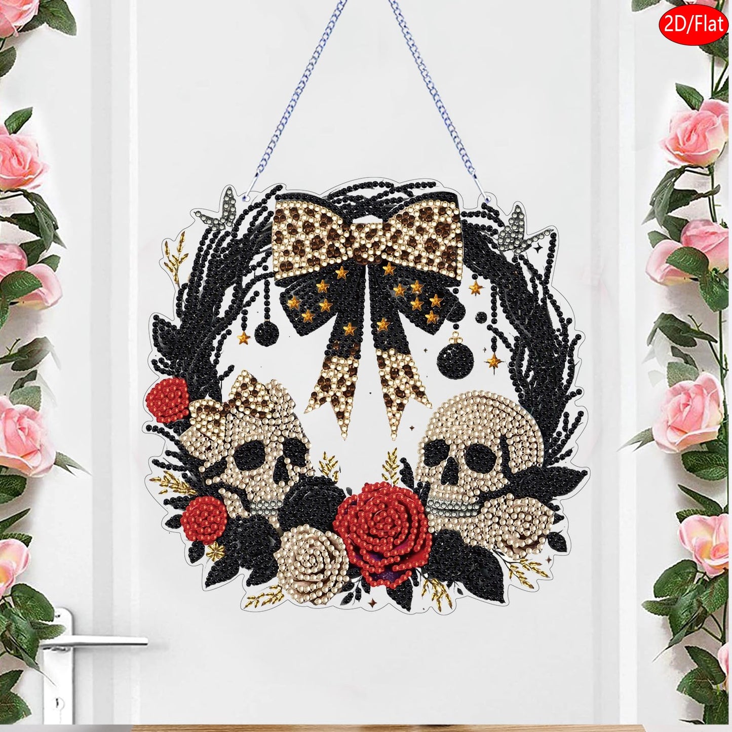 STGLCR Diamond Art Kit for Adults, Special Shaped Crystal Skull Pendant, Halloween Diamond Painting Suncatcher,DIY Rose Ornament Hanging Art Acrylic Board Wreath, DIY Home Decor, 7.7 Inch
