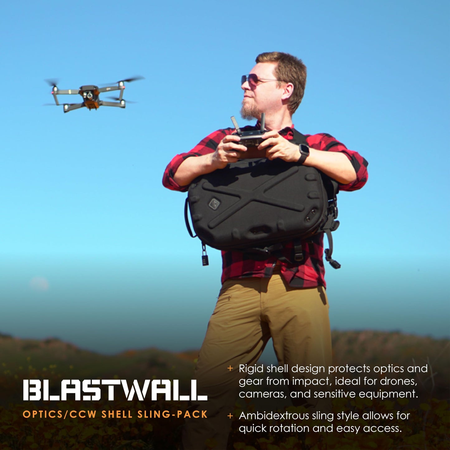 HAZARD 4 Blastwall - Optics/CCW Sling Pack, Hard Shell Camera Bag, Tactical Molle Backpack (29.5 L) - Black