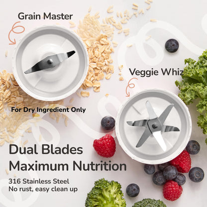 Kwiplee Bubble Blender, Baby Food Maker & Puree Blender with 2 Borosilicate Glass Cups, Compact Baby Bullet for Smoothies, Hands-Free One-Touch, 200W Motor, Cream