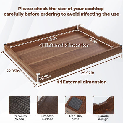 Wolki Noodle Board Stove Covers - 30"L x 22"W x 2.5"Th Heavy-Duty Gas & Electric Stove Top Cover with Built-in Handles for RV and Wooden Serving Tray