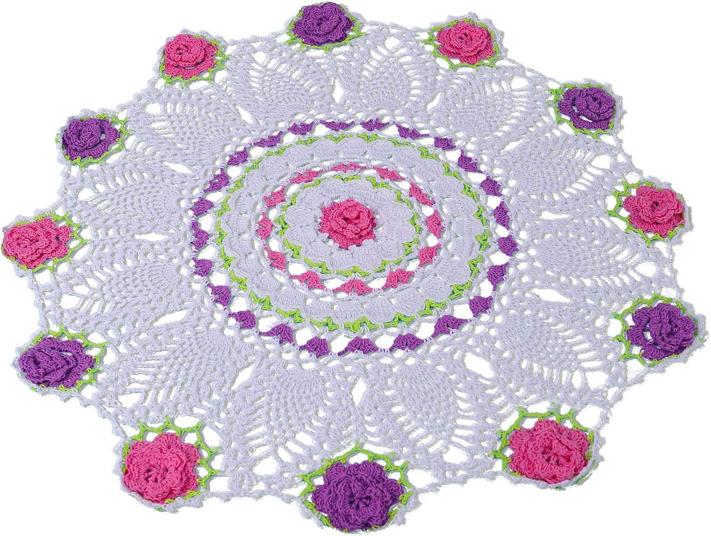 20 Inch One Piece Easter Doilies for Dressers and End Tables Round Cloth Lace Placemats Crafts Rose Spring Doily Hand