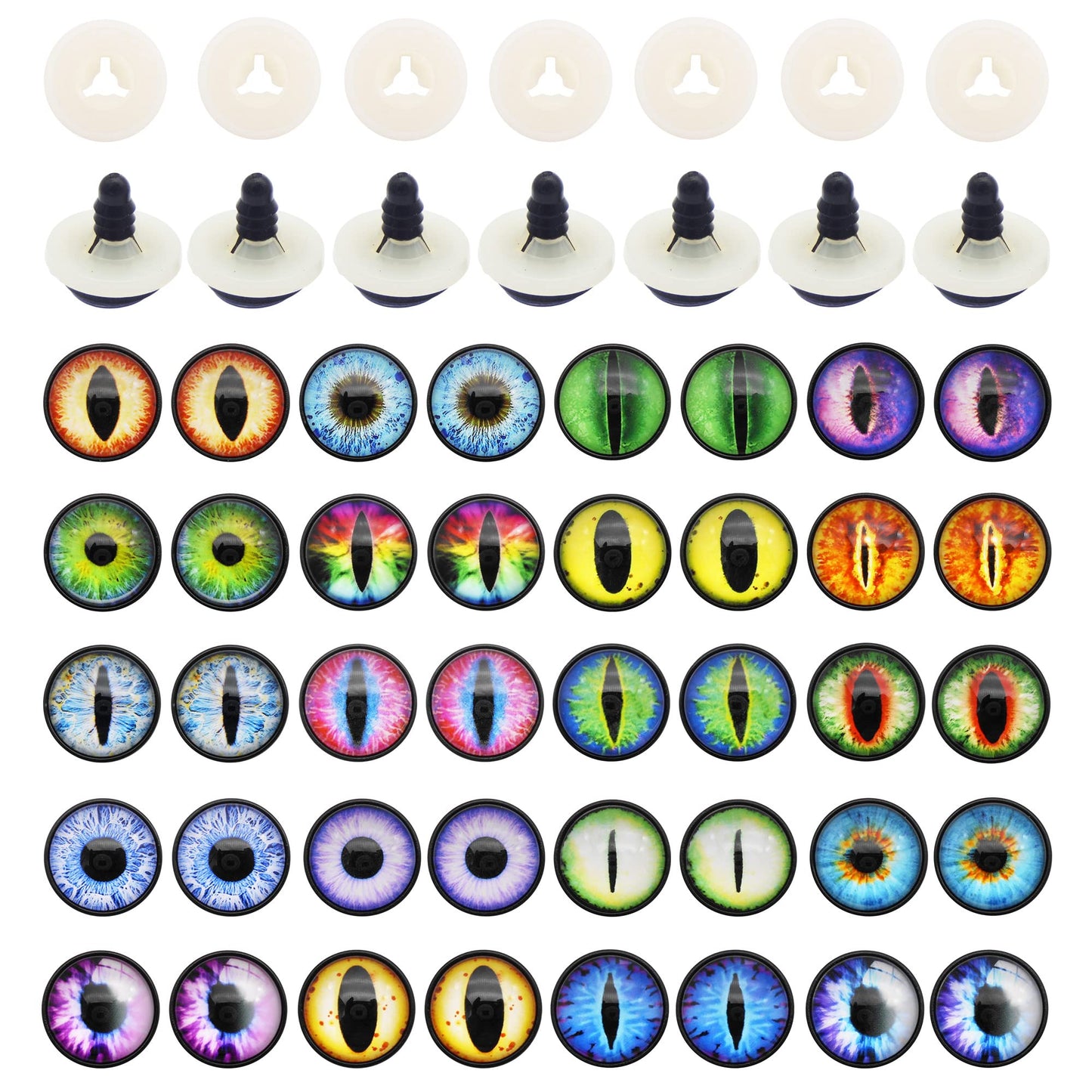 Julie Wang 40PCS 9MM Dragon Safety Eyes Animal Crafts Making Amigurumi Crochet Project DIY Supplies for Adult Artist Model Enthusiast with Washer 0.35inches