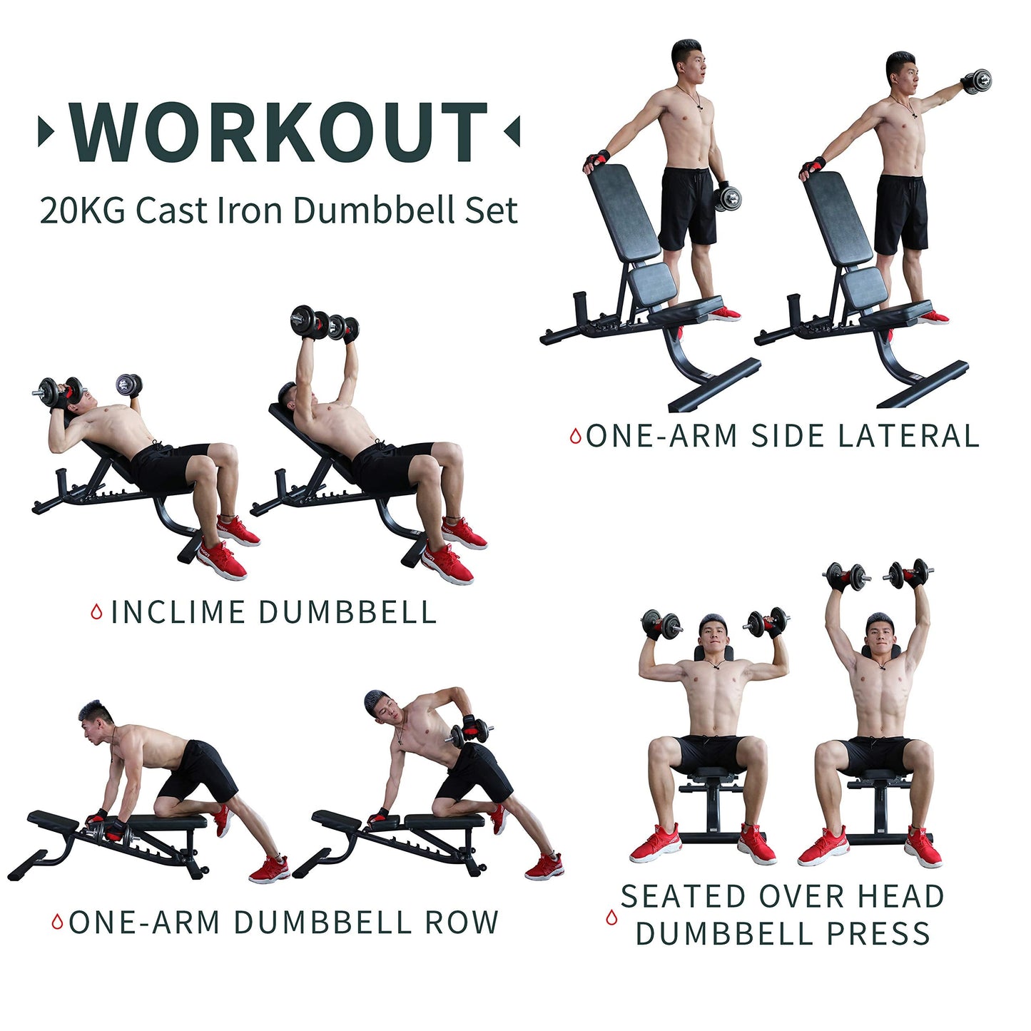 PROIRON 44Lbs Cast Iron Adjustable Dumbbell Set Hand Weight with Solid Dumbbell Handles Changed into Barbell Handily Great for Bodybuilding Fitness Weight Lifting Training Home Gym