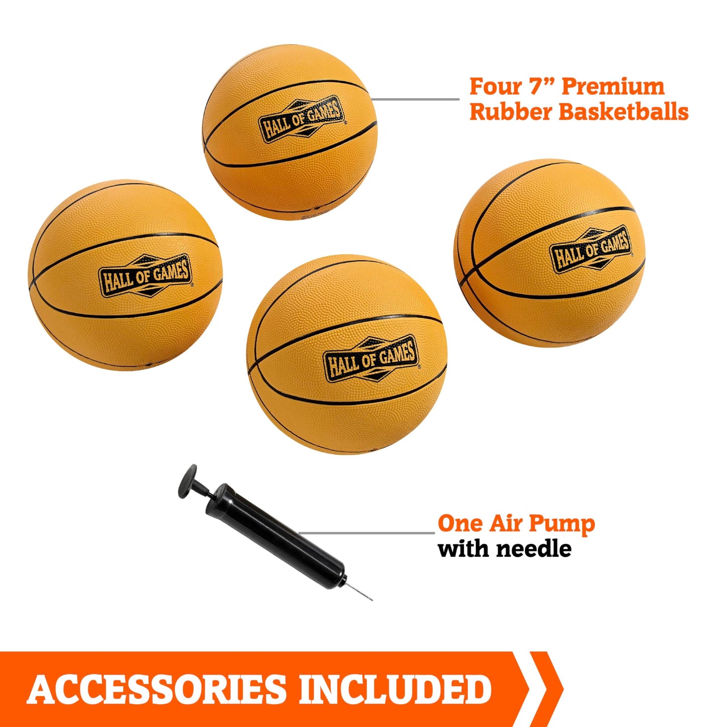 Hall of Games Premium Rapid Deploy Indoor Arcade Basketball Game with Steel Frame, 50% Quicker Assembly, 4 Basketballs Size 3 Included, Folding Arcade Basketball for Game Rooms